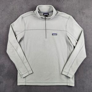 Patagonia Micro D Fleece Pullover Mens Large Feather Gray 1/4 Zip Hiking 26176